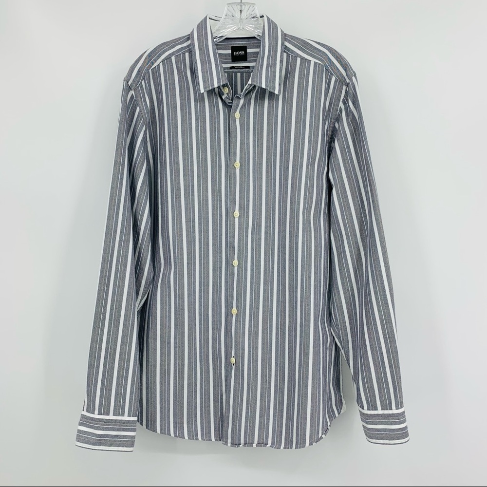 Boss Hugo Boss Shirt Striped Button Down Long Sleeve Size L